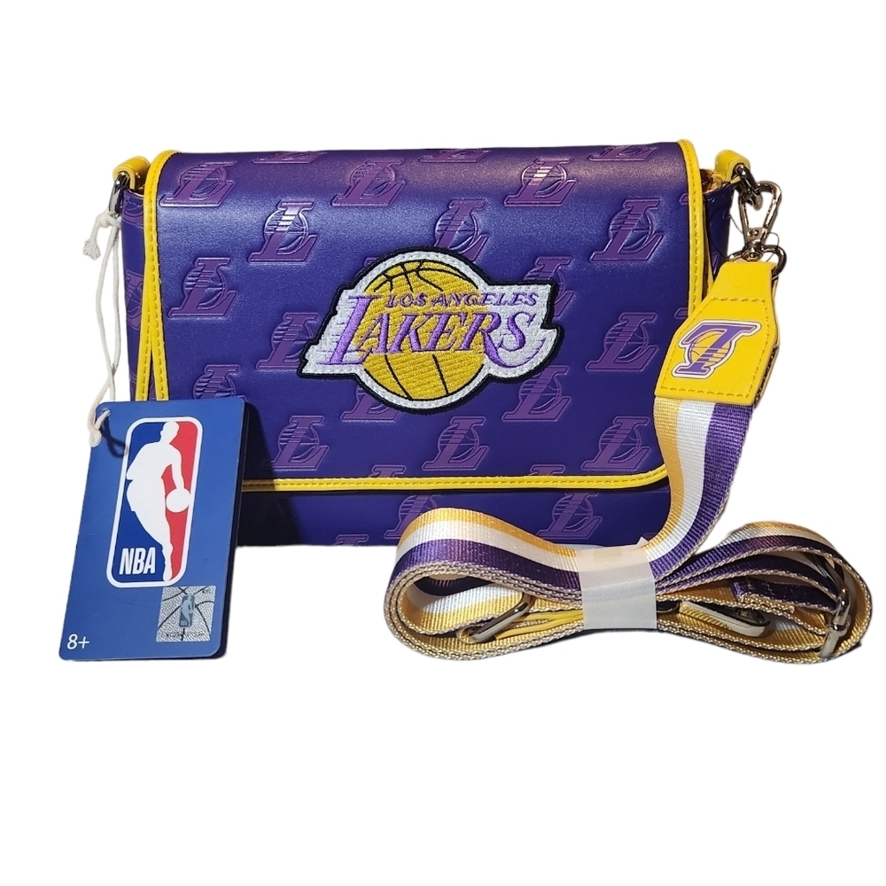 Loungefly NBA Los Angeles Lakers Logo Crossbody Purse - Picture 9 of 10